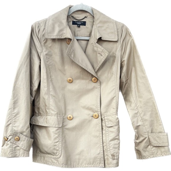 Talbots Jackets & Blazers - Talbots Women's Jacket Trench Coat w Belt Silk Cotton Tan Size 6p